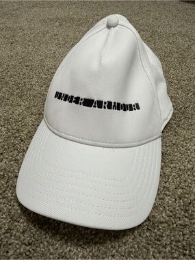 Under Armour White and Black Script Logo Cap